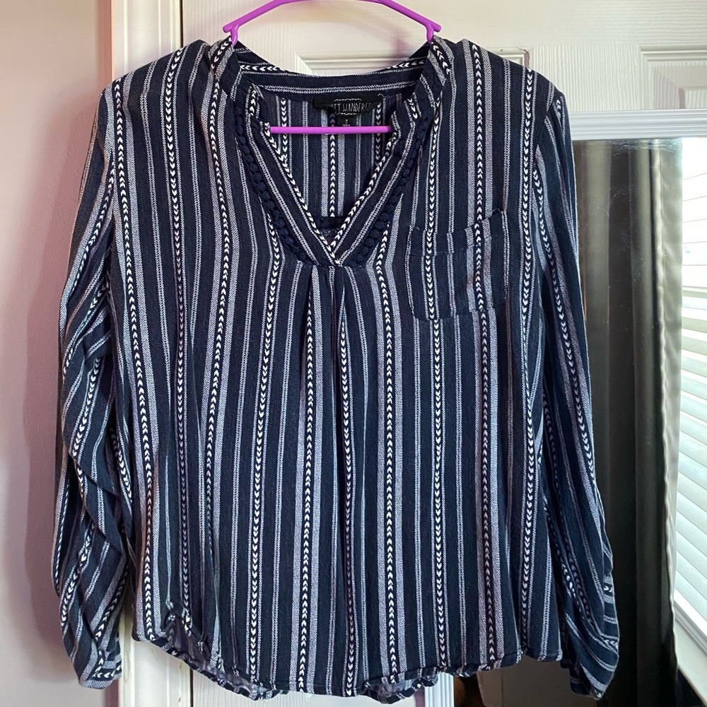 Navy patterned blouse
